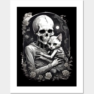 Skeleton Cuddle Cat Posters and Art